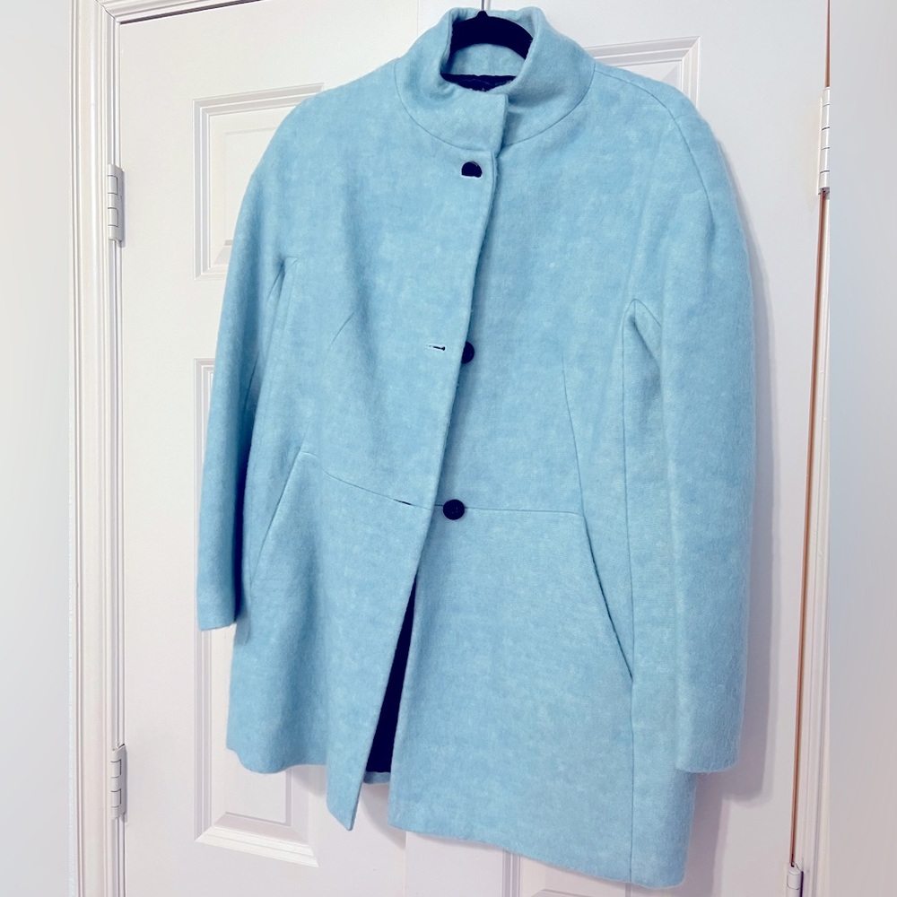 Zara jacket pea coat in green turquoise